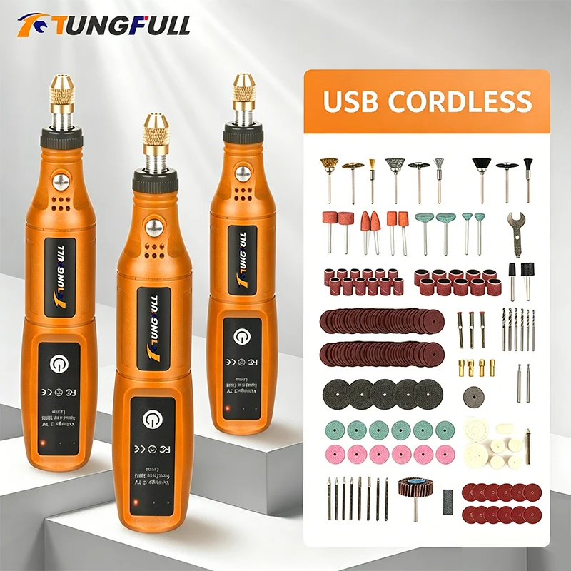 Power Tools Kit Set - TUNGFULL Mini Elektrikli Öğütücü Kablosuz Şarj